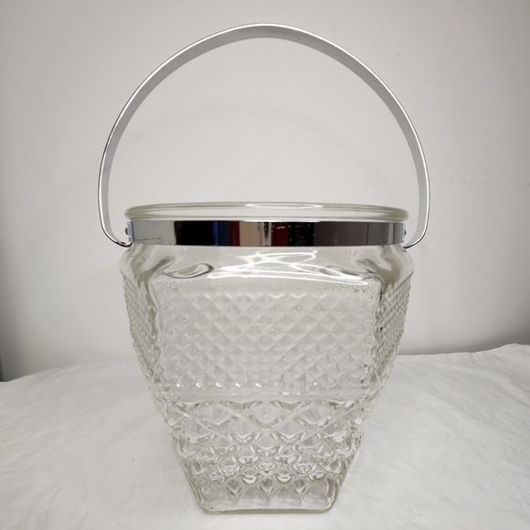 Vintage Glass Ice Bucket with Handle - Picture 1 of 12